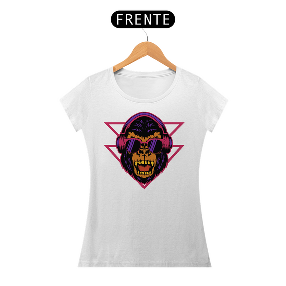 Camiseta Feminina Macaco de Fone