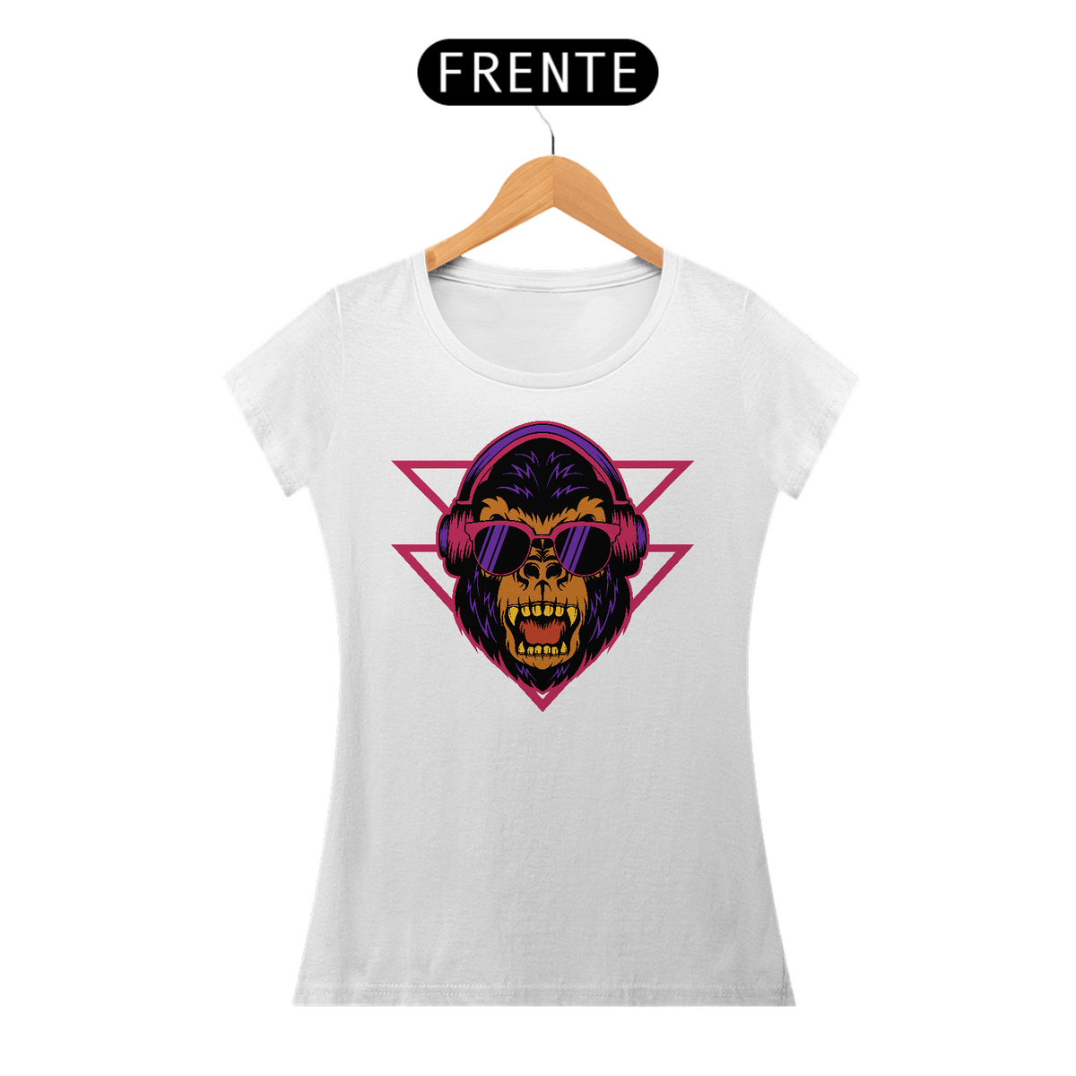 Nome do produto: Camiseta Feminina Macaco de Fone