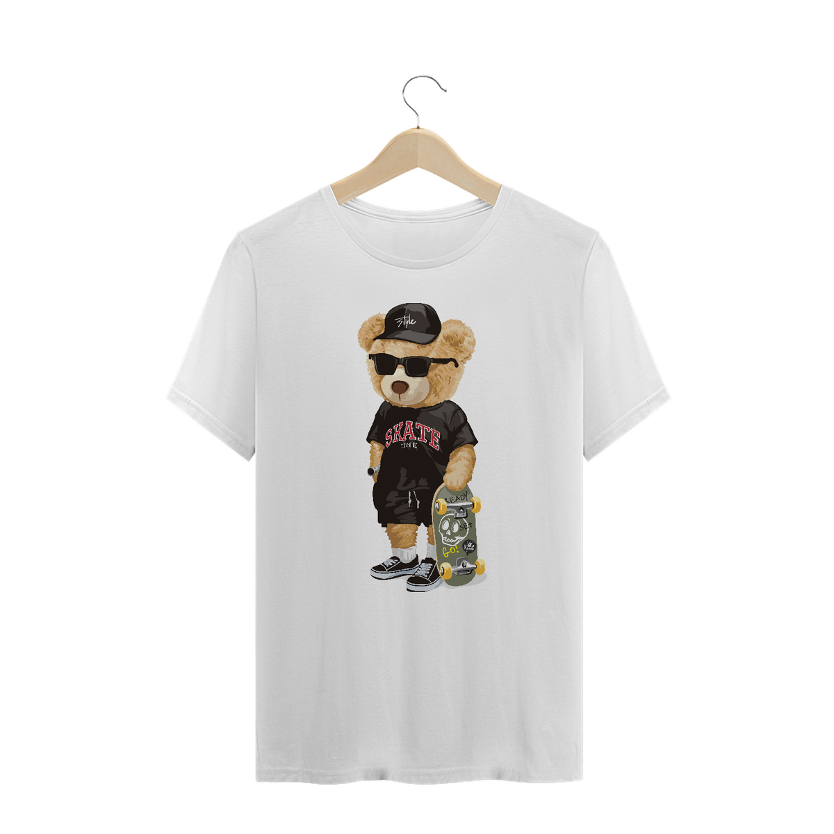 Nome do produto: Camiseta Plus Size Urso Skate