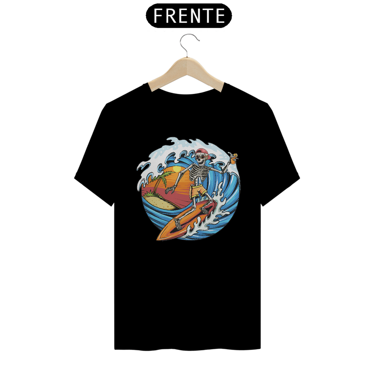 Nome do produto: Camiseta Esqueleto Surfando