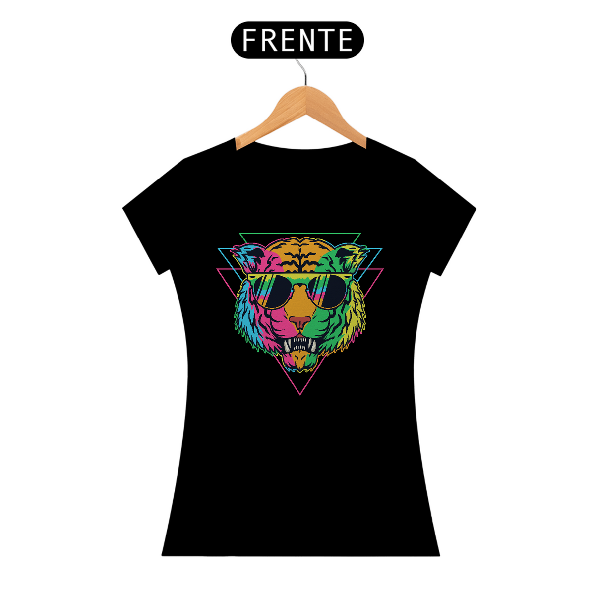 Nome do produto: Camiseta Feminina Tigre Colorido