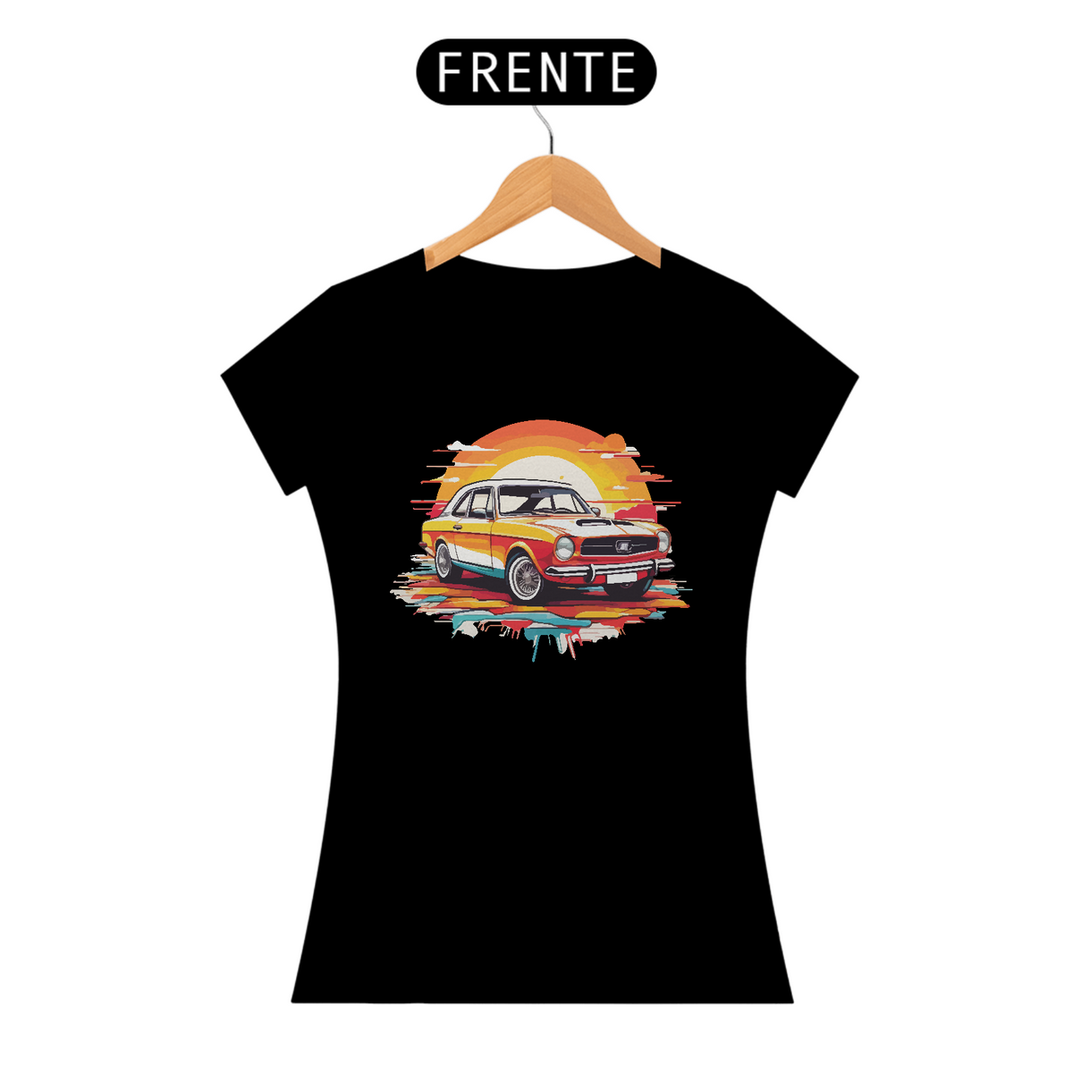 Nome do produto: Camiseta Feminina Carro Tinta