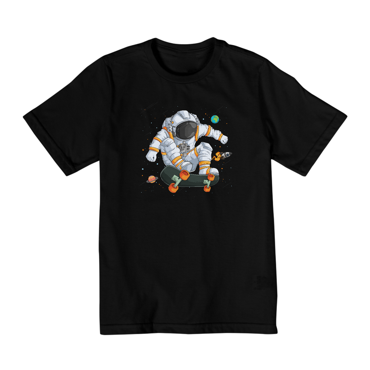 Nome do produto: Camiseta Infantil 10 a 14 anos / Astronauta Skate