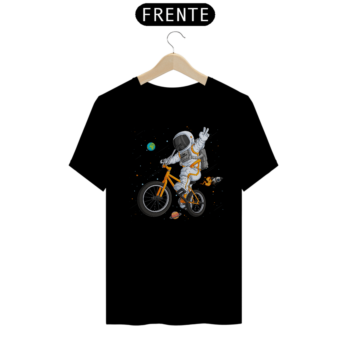 Nome do produto: Camiseta Pima / Astronauta Bicicleta