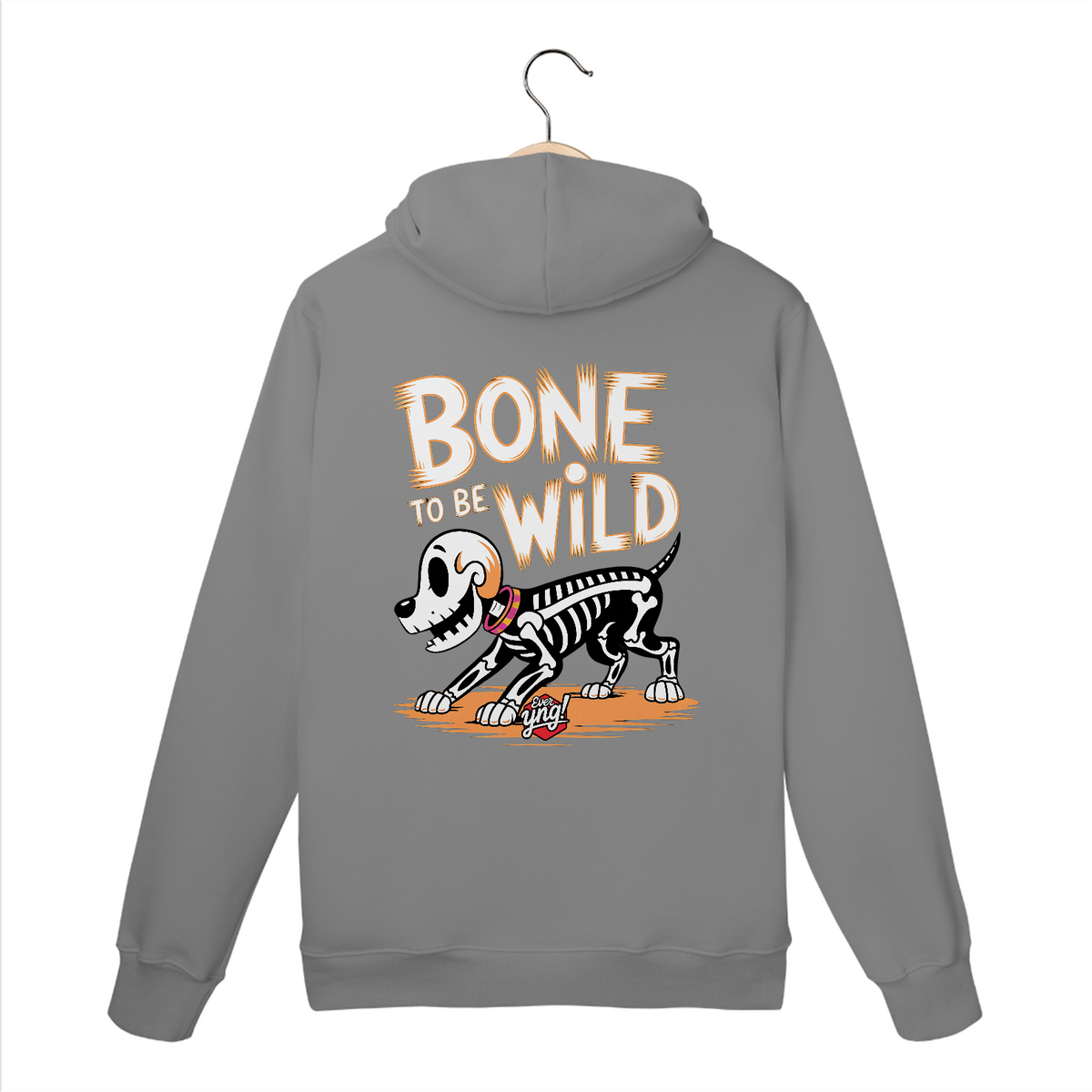 Nome do produto: Bone to Be Wild 2 - Cão Esquelético Estilizado - Moletom Canguru Costas