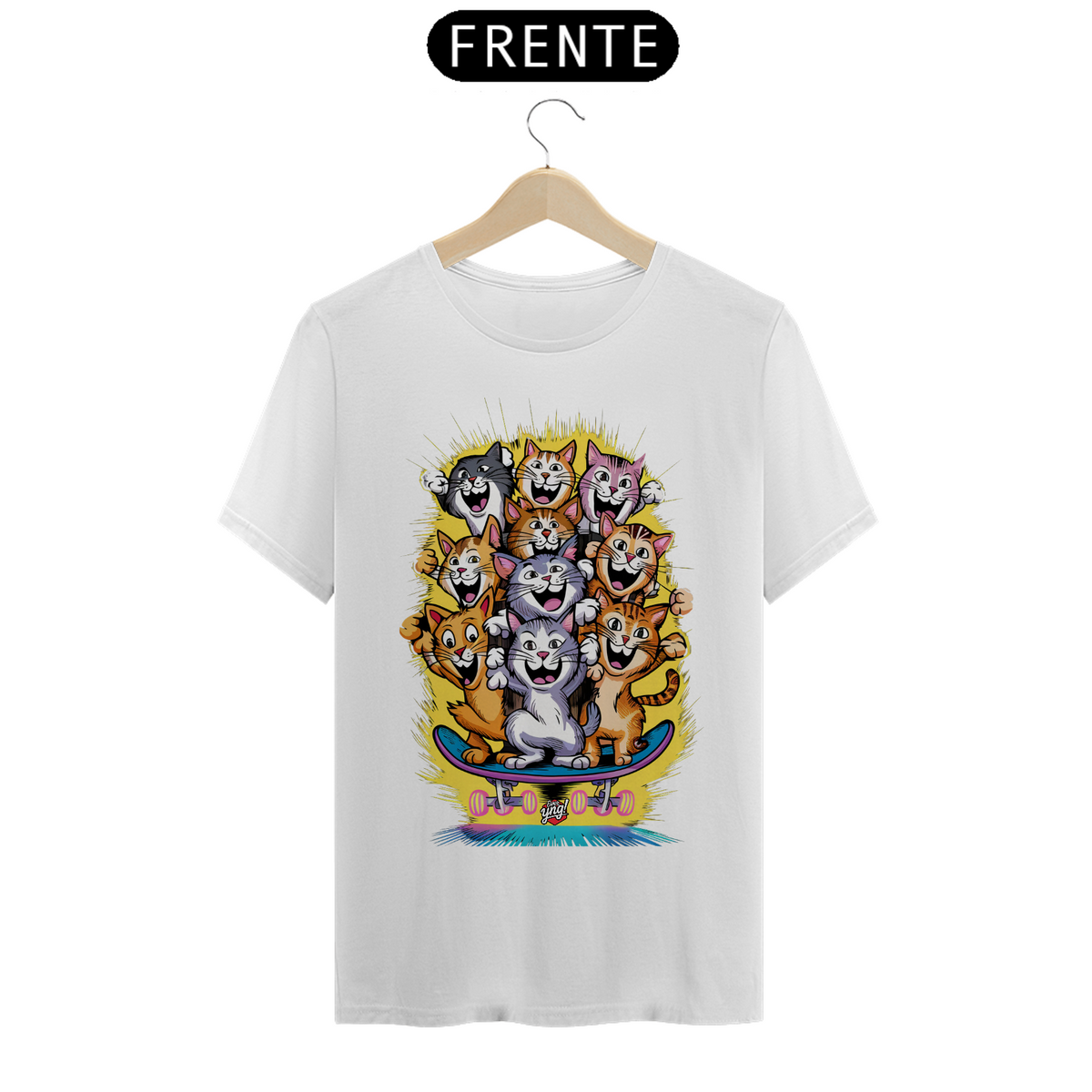 Nome do produto: Camiseta Gatos Skatistas – A Energia dos Felinos em Movimento!