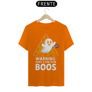 Nome do produtoAviso: Pode Conter Boos - Fantasma Brincalhão - Camiseta Unissex