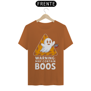 Nome do produtoAviso: Pode Conter Boos - Fantasma Brincalhão - Camiseta Unissex