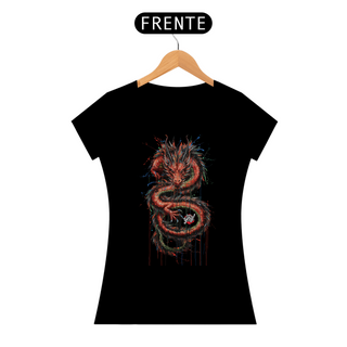 Nome do produtoDragão em Fúria Colorida - Camiseta Feminina