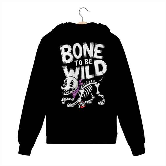 Bone To Be Wild – Cão Esqueleto Divertido - Moletom com Zíper