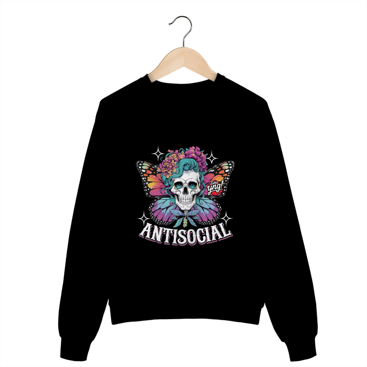 Nome do produto: Antissocial floral - Moletom Fechado