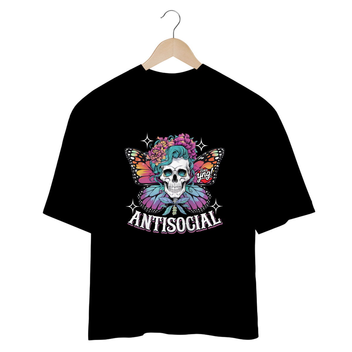 Nome do produto: Antissocial floral - Camiseta Plus Size