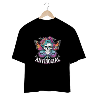 Nome do produtoAntissocial floral - Camiseta Plus Size