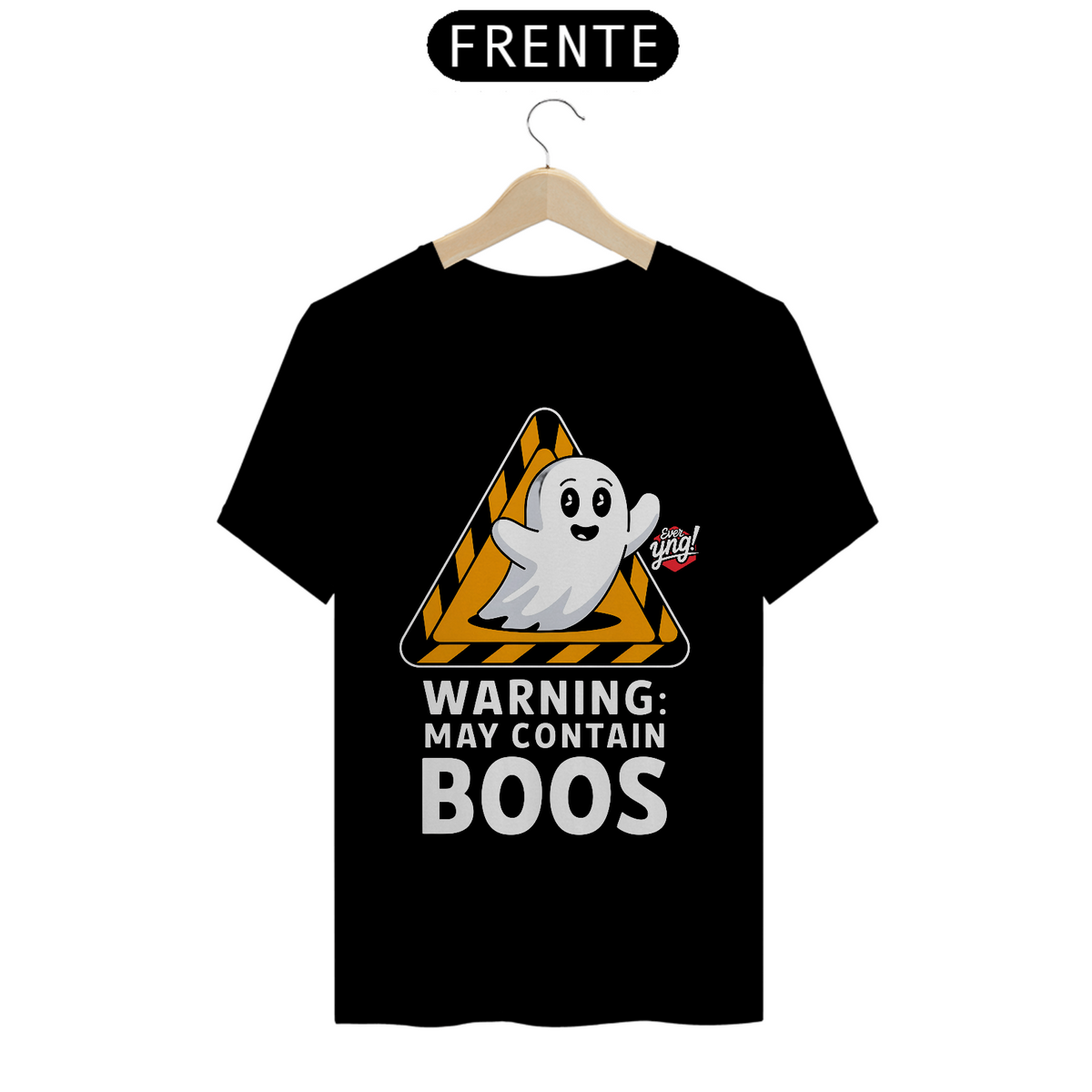 Nome do produto: Aviso: Pode Conter Boos - Fantasma Brincalhão - Camiseta Unissex