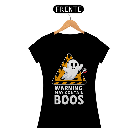 Aviso: Pode Conter Boos - Fantasma Brincalhão - Camiseta Feminina