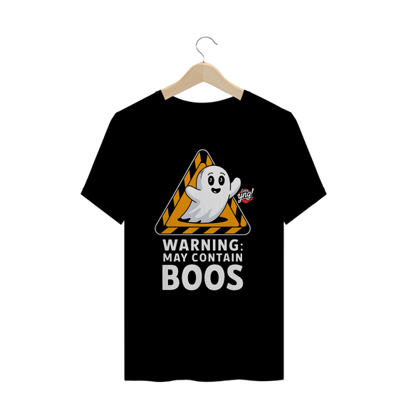 Aviso: Pode Conter Boos - Fantasma Brincalhão - Camiseta Plus Size