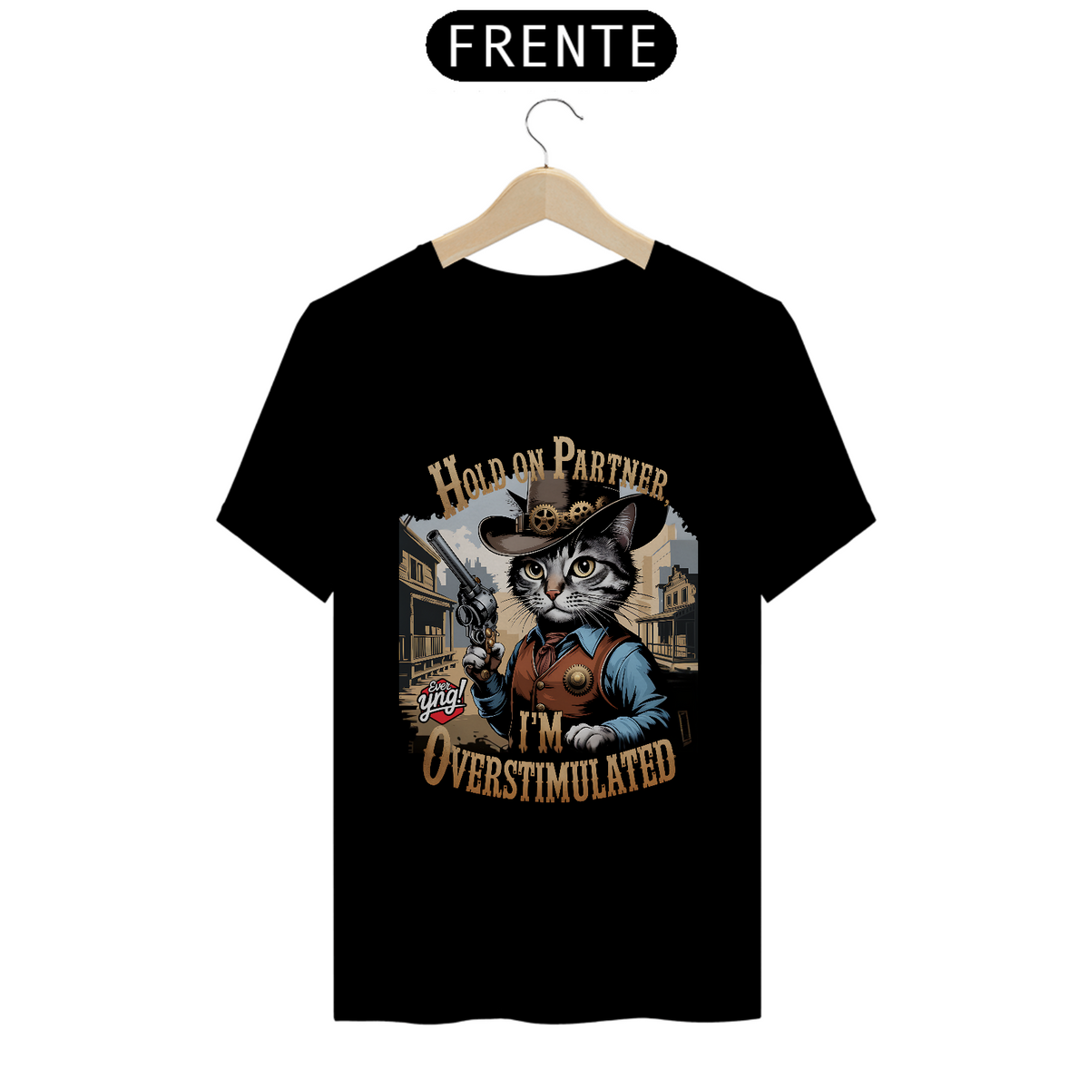 Nome do produto: Gato Cowboy Superestimulado - Camiseta Unissex