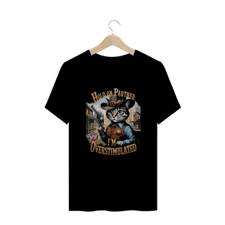 Gato Cowboy Superestimulado - Camiseta Plus Size