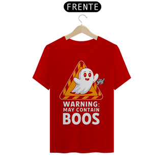 Nome do produtoAviso: Pode Conter Boos - Fantasma Brincalhão - Camiseta Unissex