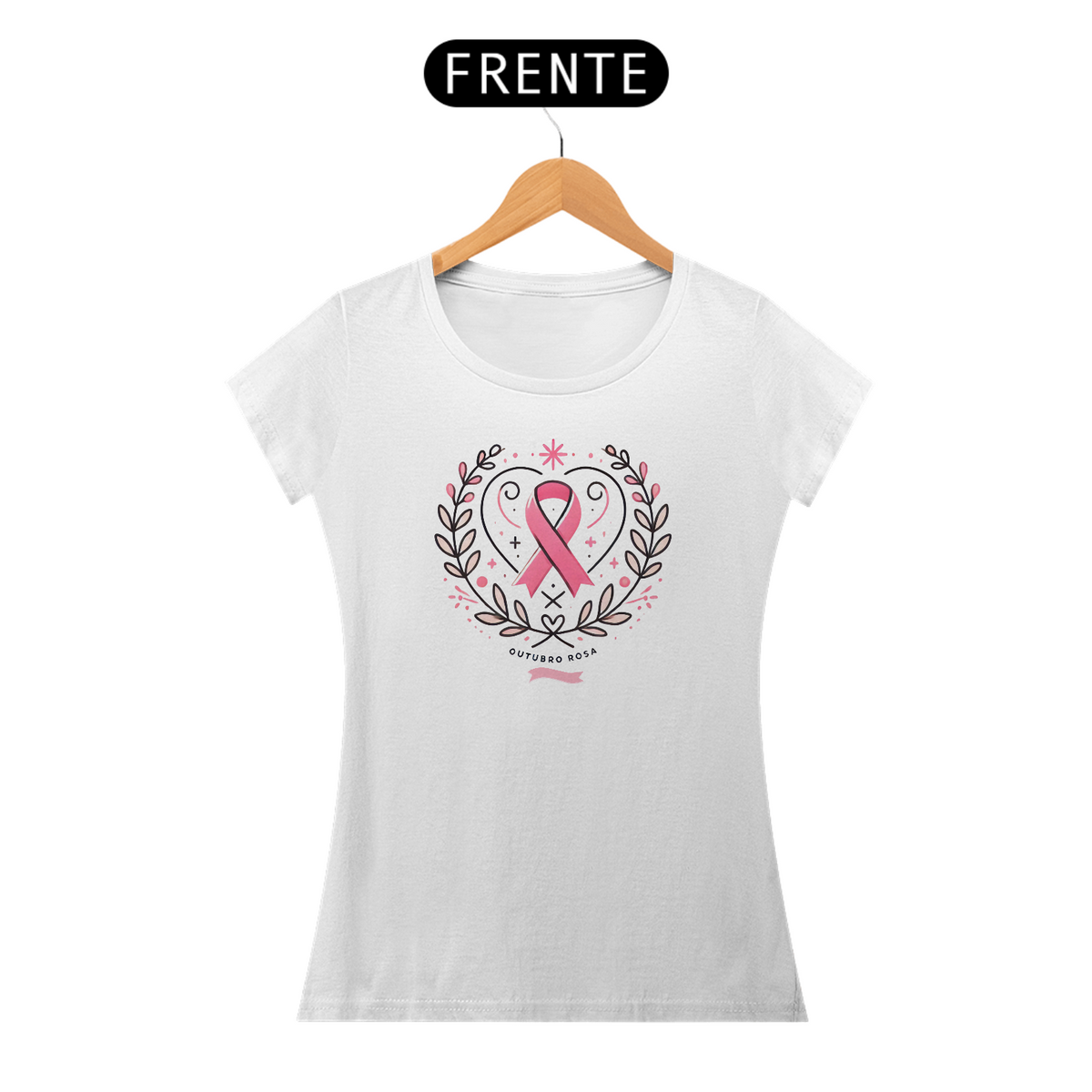 Nome do produto: Camiseta Coração Rosa de Esperança