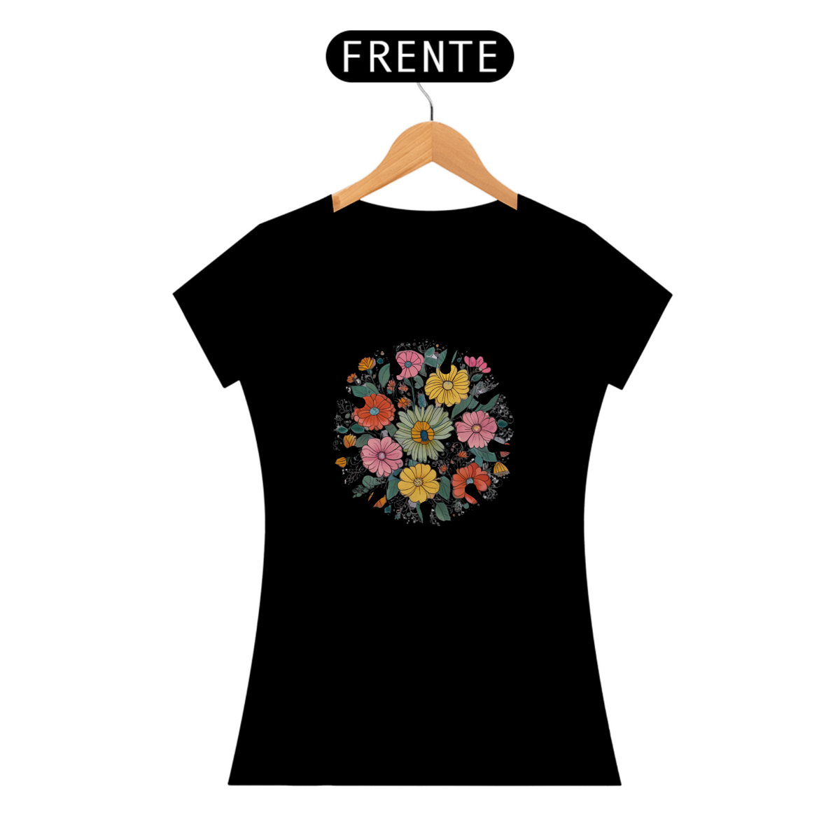 Nome do produto: Camiseta Flores Coloridas