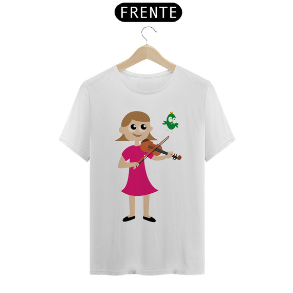 Camiseta menina violino e passarinho 