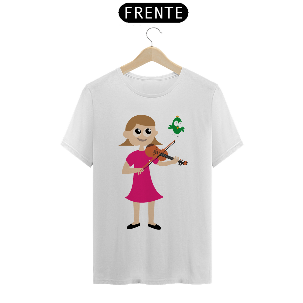 Nome do produto: Camiseta menina violino e passarinho 