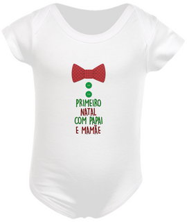 Nome do produtoBody Bebê 100% Algodão - Primeiro Natal com Papai e Mamãe - Menino