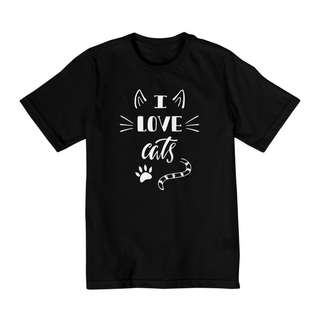 Camiseta Quality Algodão Infantil - 10 a 14 anos - I Love Cats 