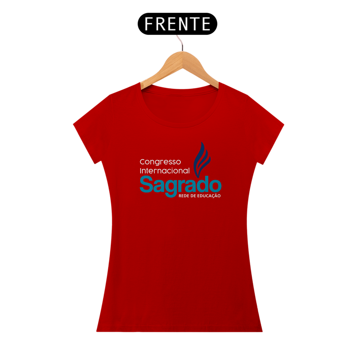 Nome do produto: CAMISETA FEMININA SAGRADO VERMELHA