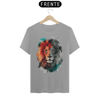 Nome do produtoCamiseta T-Shirt Quality  Leão Colorido Cinza - Unissex