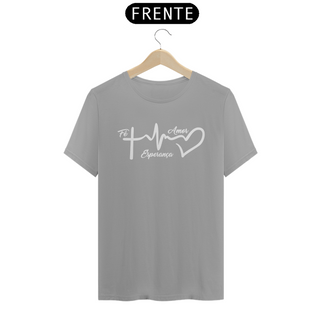 Nome do produtoCamiseta T-Shirt Quality  Fé Amor Esperança - Unissex