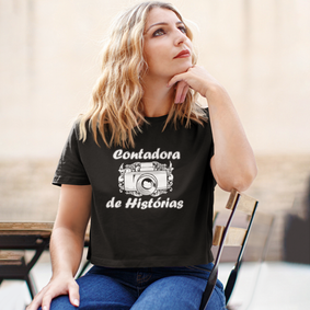 Nome do produto  Camiseta cropped - CONTADORA DE HISTORIAS