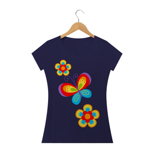 Nome do produtoCamiseta feminina Jardim de BORBOLETAS