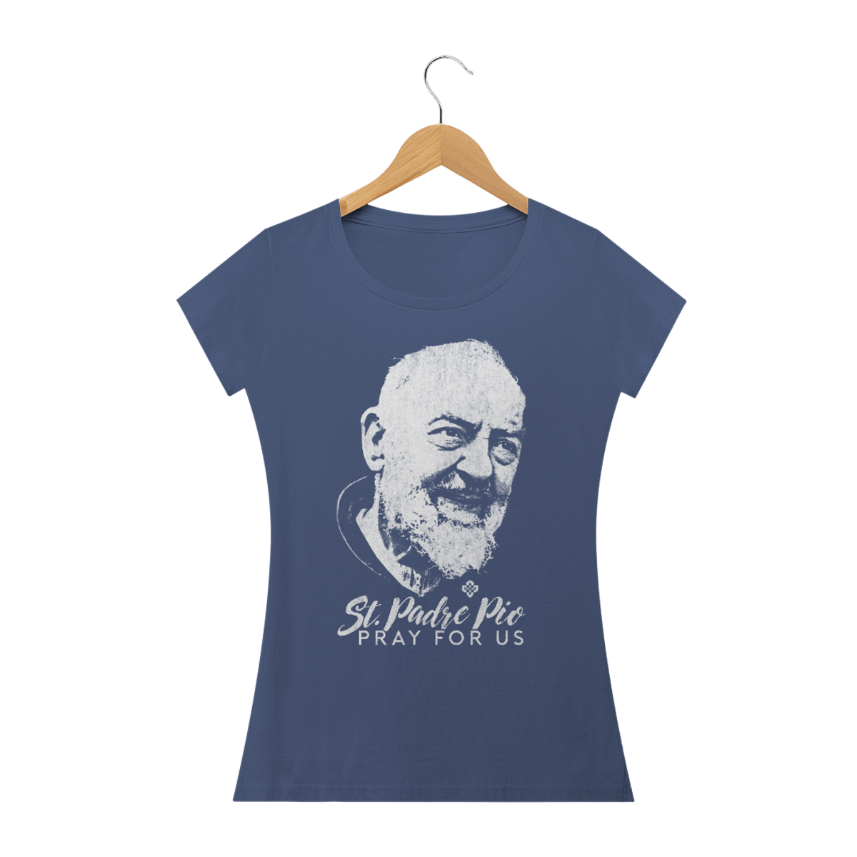 Nome do produto: Camiseta Feminina São Padre Pio
