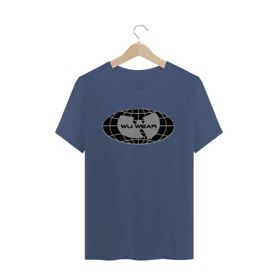 Camiseta de Malha ESTONADA Pré-Lavada Wu Tang Clan Globo 3D Marinho