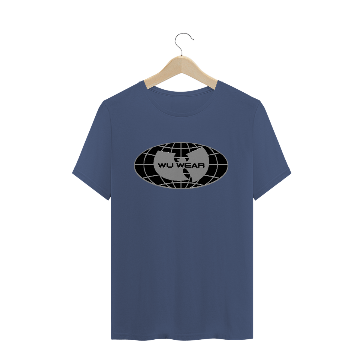 Nome do produto: Camiseta de Malha ESTONADA Pré-Lavada Wu Tang Clan Globo 3D Marinho
