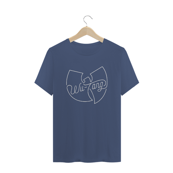 Camiseta de Malha ESTONADA Pré-Lavada Wu Tang Clan Logo Assinatura Marinho