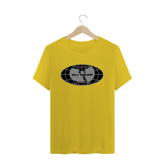 Camiseta de Malha ESTONADA Pré-Lavada Wu Tang Clan Globo 3D Amarelo