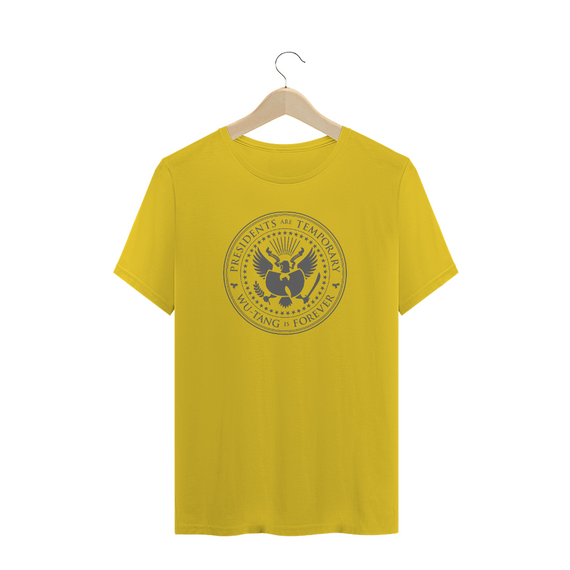 Camiseta de Malha ESTONADA Pré-Lavada Wu Tang Clan Presidents Are Temporary Amarelo