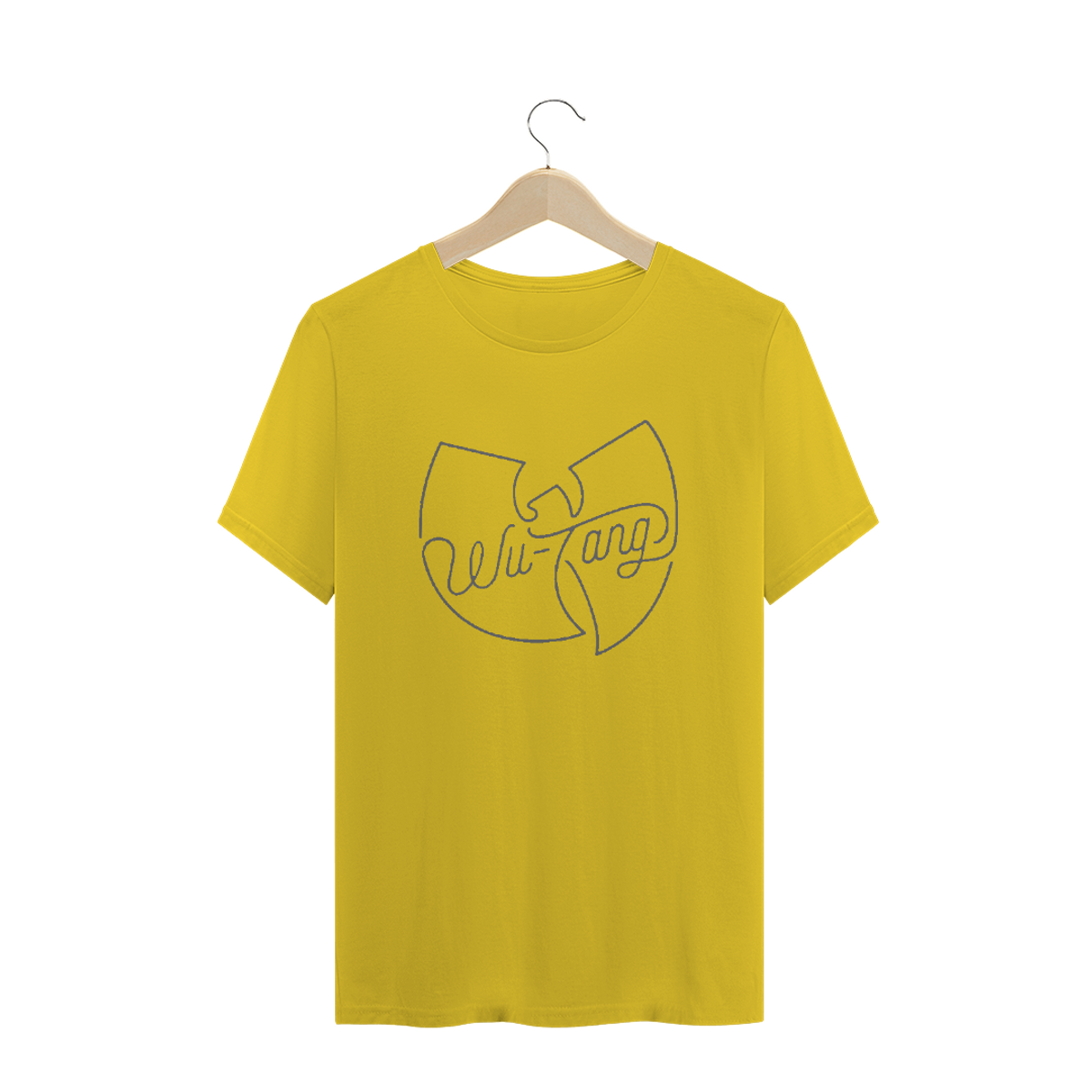 Nome do produto: Camiseta de Malha ESTONADA Pré-Lavada Wu Tang Clan Logo Assinatura Amarelo