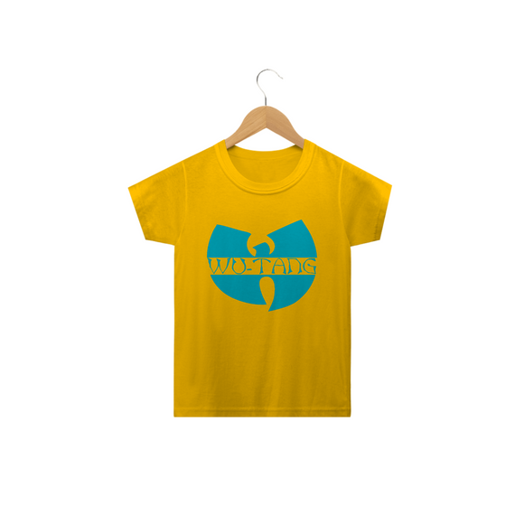 Camiseta Infantil Wu Tang Clan Logo Tradicional Azul