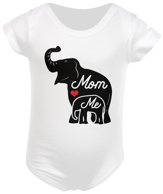 Body Infantil Estampa Elefante Frase Mom Me