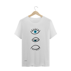 Camiseta branca masculina eye desenho Pincelandu