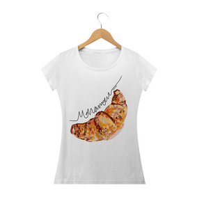 camiseta feminina arte pintura croissant Pincelandu