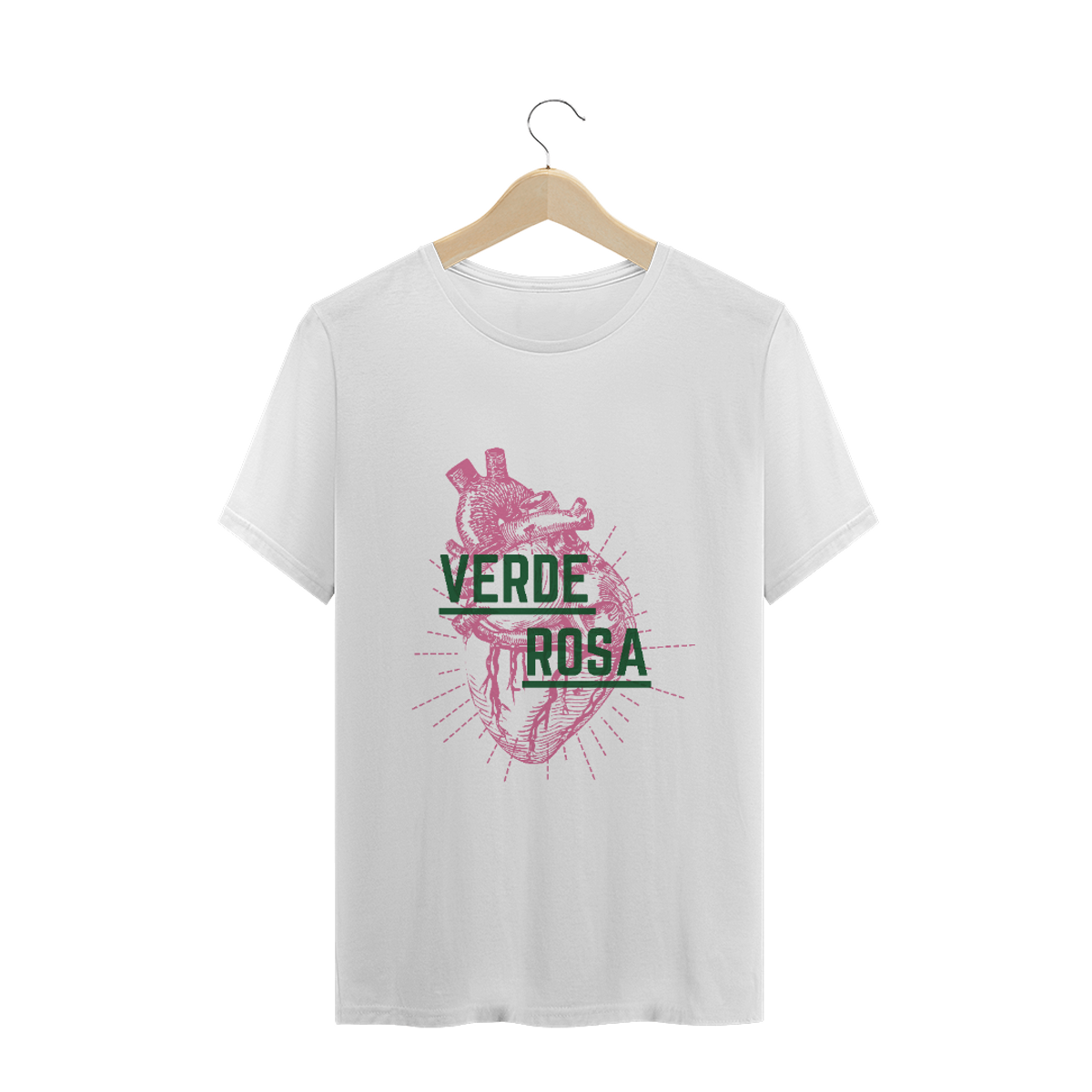 Nome do produto: Camiseta Coração Verde e Rosa