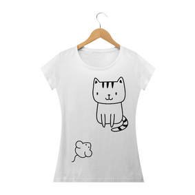 Camiseta feminina gato e rato