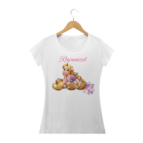 Camiseta feminina Rapunzel flores