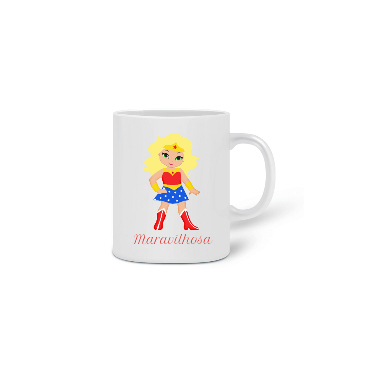 Nome do produto: Caneca Mulher Maravilha loira