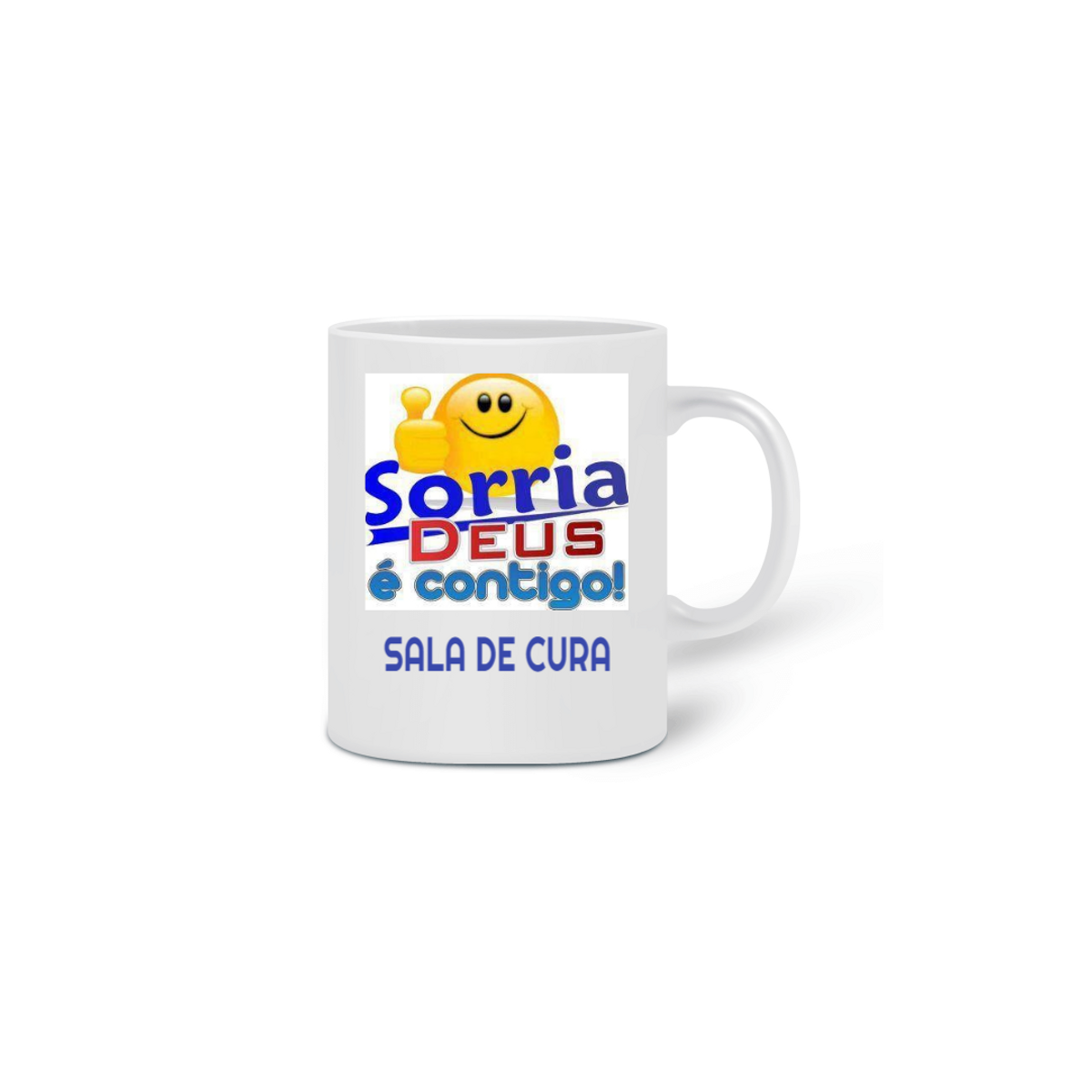 Nome do produto: CANECA SORRIA DEUS E CONTIGO